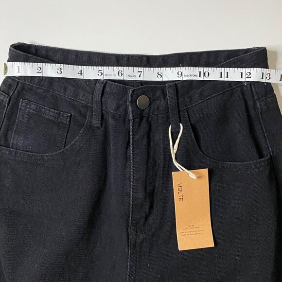 HDLTE Women Wide Denim High Waist Baggy Boyfriend Jeans Black Y2K‎ City SzXS NWT - Picture 5 of 9